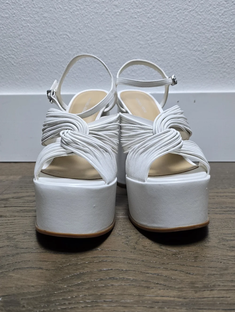 Michael Kors Alessia Strappy Platform Block Heel in White